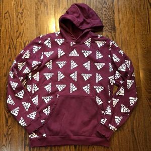 ADIDAS Pullover Hoodie with ADIDAS Logo Burgundy and White Sz Large NWOT
